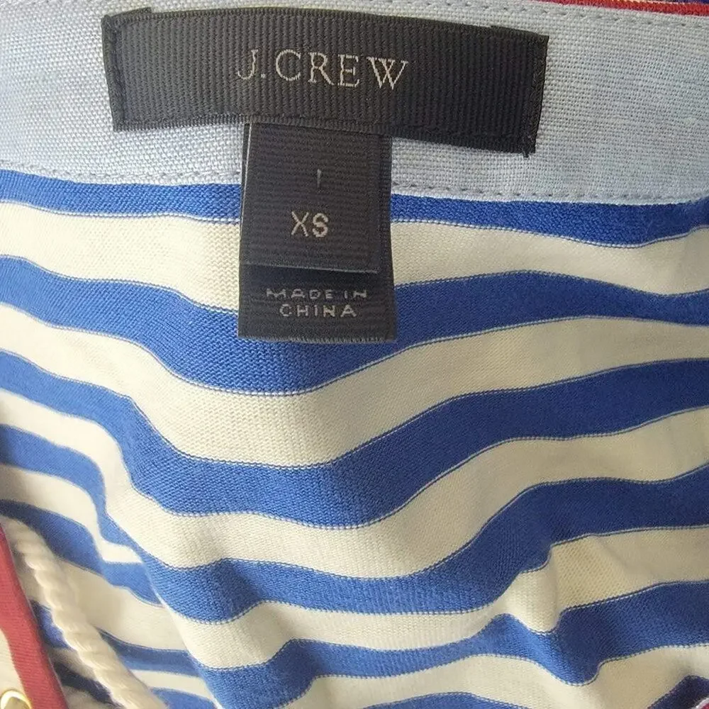 J crew Striped Lace Up Maxi Dress 3/4 Sleeve Multi Color Size XS